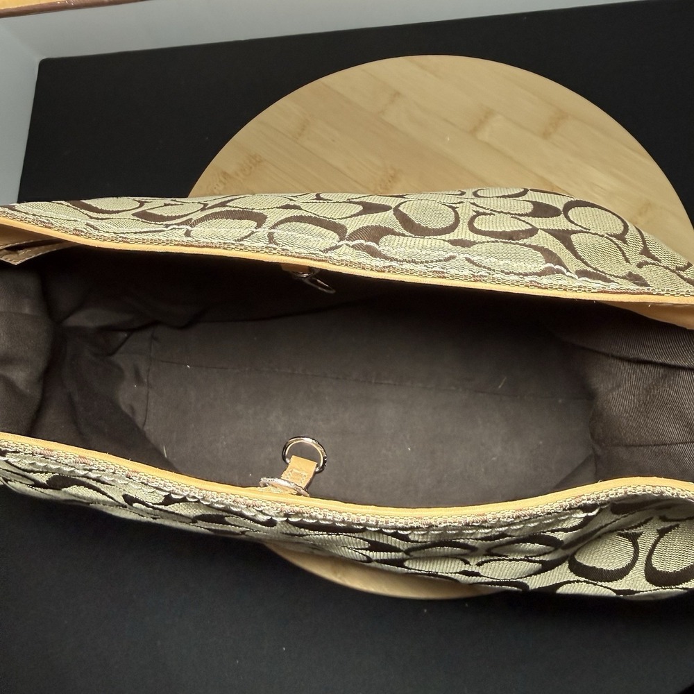 COACH Purse Vintage Signature Jacquard Canvas Leather Hobo Shoulder Bag 2156 Y2K - Picture 6 of 10